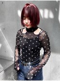 red/赤髪ボブ レイヤーカット モード