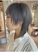 ウルフカット ダブルカラー シルバー 顔まわりレイヤー
