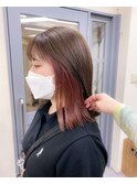 ベージュ×ピンクインナーカラー