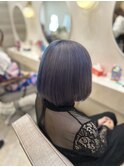青と紫のツートンでブリーチカラーを楽しむボブ♪あゆむ