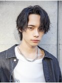 小久保styleフェザーパーマグレーブルーカラー刈り上げショート