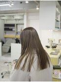 韓国顔まわりレイヤーカットグレージュオリーブベージュブラウン