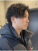 センターパートツイストスパイラルツーブロックソフトツイスト