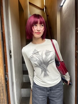 カンナ オーガニック ヘアデザイン(CANNA ORGANIC & HAIR DESIGN) 顔まわりレイヤーボブ×ブリーチレッド