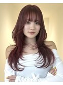 ハッシュカット/ダブルカラー/ワインレッド/韓国/髪質改善