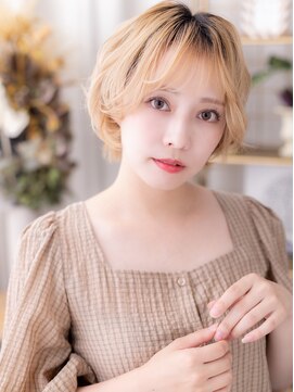 韓国風全頭ブリーチ小顔ゆるふわプードルボブa志木20代30代40代