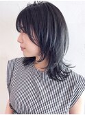 ウルフカット_レッドブラウンハッシュカットフルバング_ba296012