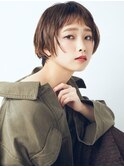 小顔に見せるオリーブカラーボブ黒髪後れ毛[恵比寿/恵比寿駅]