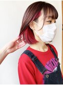 【morio原宿】インナーカラー　ビビットピンク　刈り上げボブ