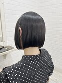 ぱつっとボブ/前髪あり/20代30代/ストリート/古着/ミニボブ
