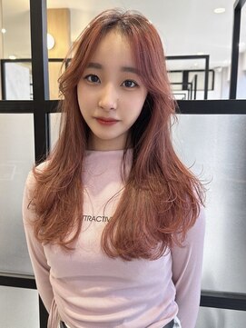アースコアフュールボーテ 高岡店(EARTH coiffure beaute) オレンジ_レイヤーカット_デザイン_ダブルカラー