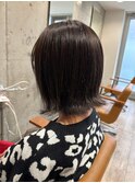 黒髪暗髪大人可愛い外ハネボブ小顔レイヤーカットストレートヘア