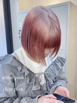フラム 渋谷(flamme) White pink＆clear pink roots color