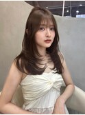 韓国大宮ミディアムレイヤー透明感グレージュカラー
