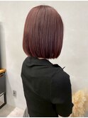 レッドブラウン暖色カラー*ぷつっとボブ透明感カラー/明大前