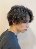 波巻きツイストスパイラルパーマツーブロック刈り上げ