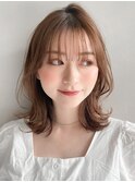 前髪マチルダボブインナーグレージュカラー斜めピンクベージュ