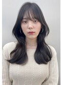 韓国ヘア/くびれヘア/艶髪/フェイスレイヤー/暗髪
