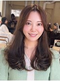 (内巻きワンカール/アッシュブラウン/縮毛矯正/艶髪)