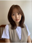 大人かわいいくびレイヤー顔まわりレイヤーカットピンクベージュ