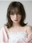 外ハネボブセクションカラーペールベージュグラデーションカラー