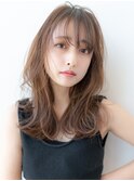 大人かわいい前髪セシルカットココアブラウンフリンジウェーブ