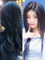 ラレイ ハラジュク(Lalei harajuku)&nbsp;【白石】ILLIT風艶感ブルーブラック/ブリーチなしカラー