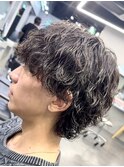 メンズマッシュウルフパーマサーフカール波巻きスパイラルパーマ