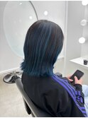 髪質改善＊アンブレラネイビーブルー＊外ハネミディ＊美髪
