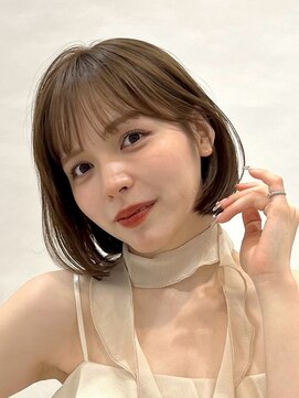 ラボヌールヘアーノーブル 新越谷店(La Bonheur hair noble) セミディシアーカラー韓国風ボブ美髪ピンクブラウン