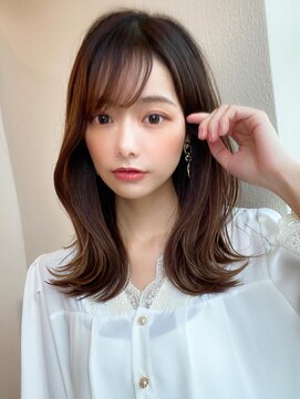 ラルユー 金山(LallYou) デジタルパーマ前髪パーマ韓国くびれミディアムチェリーブラウン