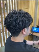 束間アップバングパーマ