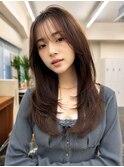 レイヤーカットロングレイヤーシースルーバング