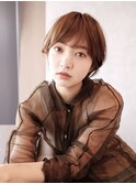 大人かわいい/透けバング/ミルクティーカラー/元町