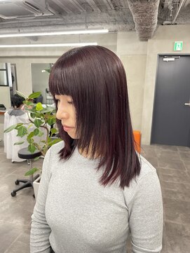 ニコ トウキョウ 渋谷(nico TOKYO) ダブルカラーチェリーレッドピンクブラウン韓国レイヤーロング