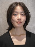 硬毛多毛レイヤーボブ顔周り大人黒髪カラーなし透け感