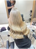 ハイライトカラーくびれヘアアプリコットオレンジ