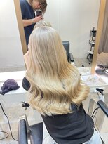 ブレンド 渋谷(BLend) ハイライトカラーくびれヘアアプリコットオレンジ