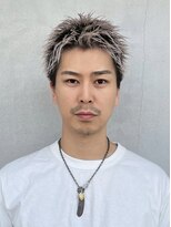 キング 楠葉店(K!ng)&nbsp;フェザーショートアップバングセンターパートメンズハイライト