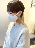 小顔大人マッシュショート オリーブベージュ くすみカラー