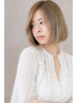 カバーヘア ブリス 川口(COVER HAIR bliss) ホワイティアッシュ前下がり小顔ぶつ切りボブY川口10代20代30代