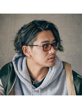 アソビ 表参道(ASOBI) ハイライト　パーマヘア　七三 センター分け