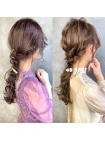 編みおろしアレンジ　ヘアセット　大人可愛い　お呼ばれ