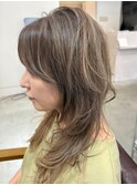 大人グラデーションハイライトオリーブベージュ40代50代