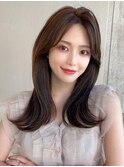 後れ毛が可愛い顔周りレイヤー/ナチュラルアッシュ/顔周り