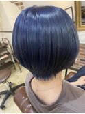 ネイビーブルー×ナチュラルボブ☆ニュアンスカラー