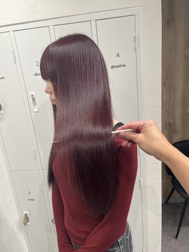 【innocence】西宮/髪質改善カラー/暗髪風ピンクブラウン@宮本