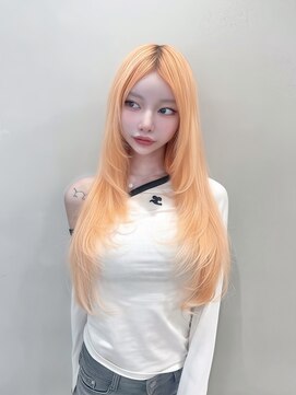 ラピス 渋谷本店(Lapis) オレンジカラー/シールエクステ/レイヤーカット/髪質改善