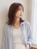 ドット ヘアー ジェム(dot.hair gem)&nbsp;外ハネレイヤー/ピンクブラウンカラー/ミディアムレイヤー
