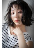 オン眉黒髪くびれミディアム外ハネボブパーマv川口20代30代40代